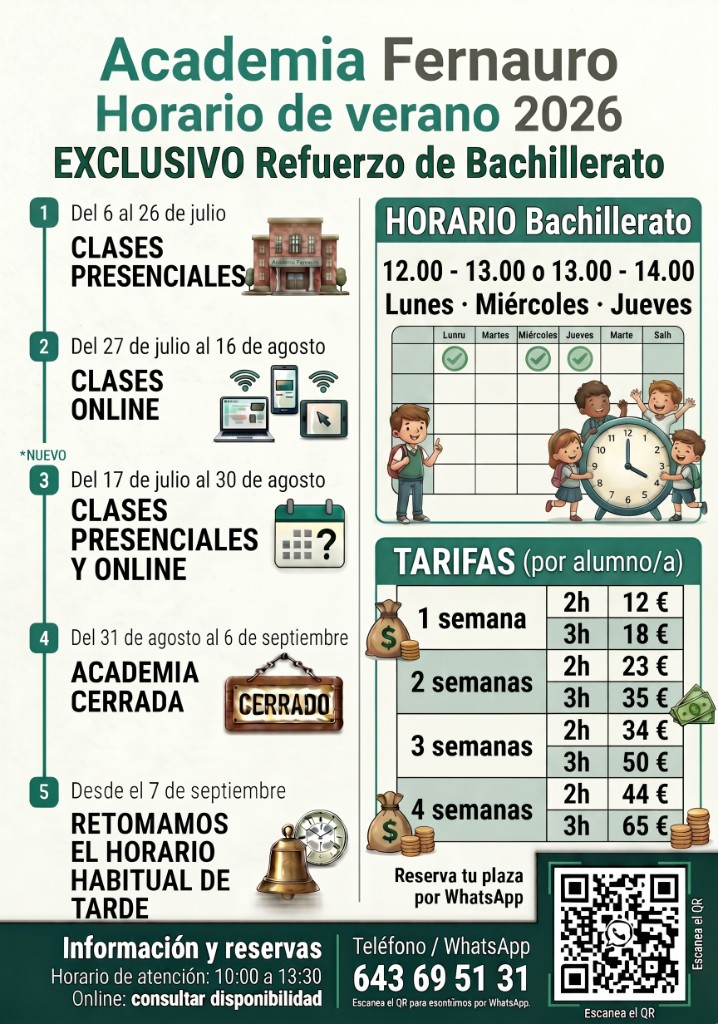 Ficha informativa verano Bachillerato